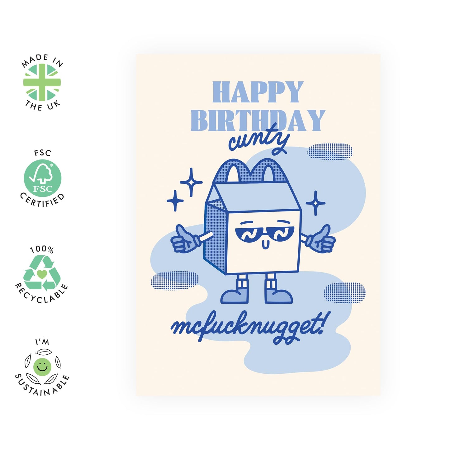 Birthday Cards For Him Her - C*nty Mcf*cknugget - Birthday Cards For Wife Husband - Humorous Gift From Friend - Naughty Greeting Cards For Men Women - Comes With Fun Stickers By Central 23