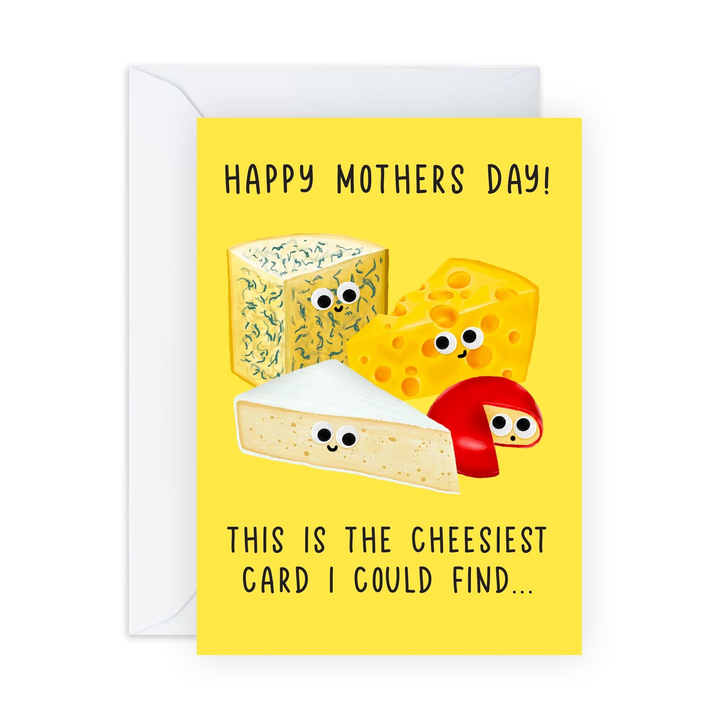 Cheesy Funny Mother’s Day Card – Cheese Pun Card for Mum, Mummy, Mama, Ma, Mam, Wife, Grandma, Nan, In Law, Sister, Friends, Auntie, Women - Fun and Creative Greetings - Comes with Stickers