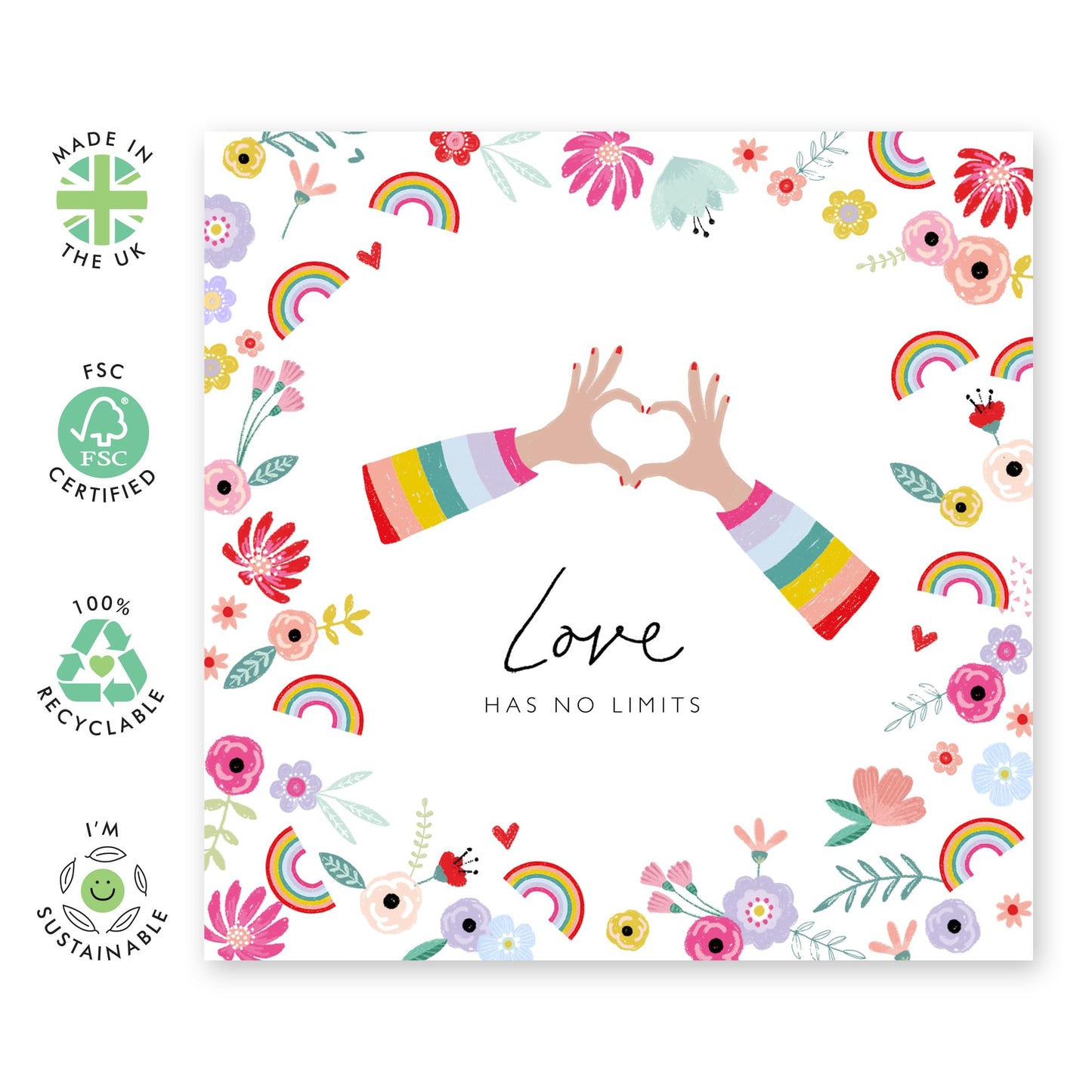 Love Has No Limits Greeting Card - 'LGBT 23' - Gifts for Gays, Lesbian, Boyfriend, Girlfriend, Him, Her, She, He, His, Her, Ladies, - True Colors - Comes with Fun Stickers