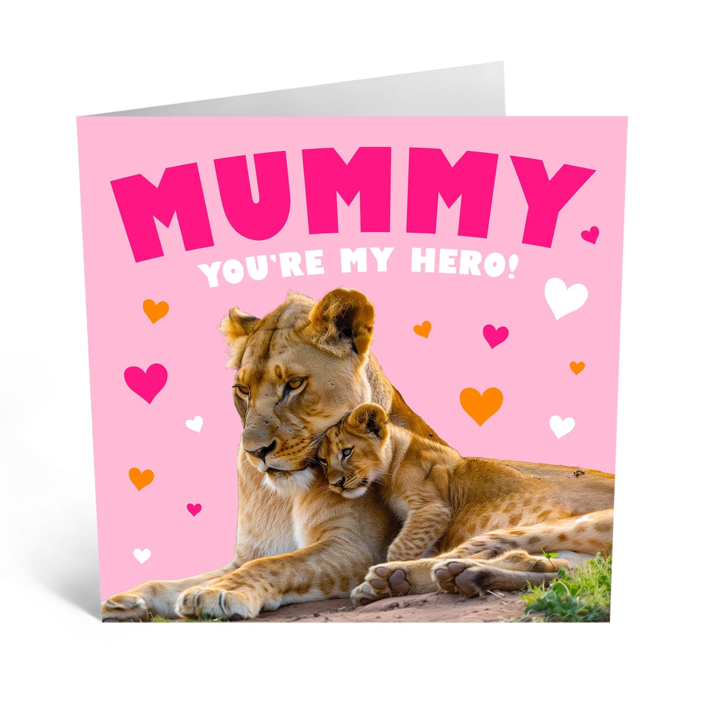 Mummy Birthday Card - 'YOU'RE MY HERO LION' - Gifts for Mum, Mama, Ma, Women - Celebrating Mum's Strength from Son Daughter - Appreciation and Thank You Card - Comes With Stickers