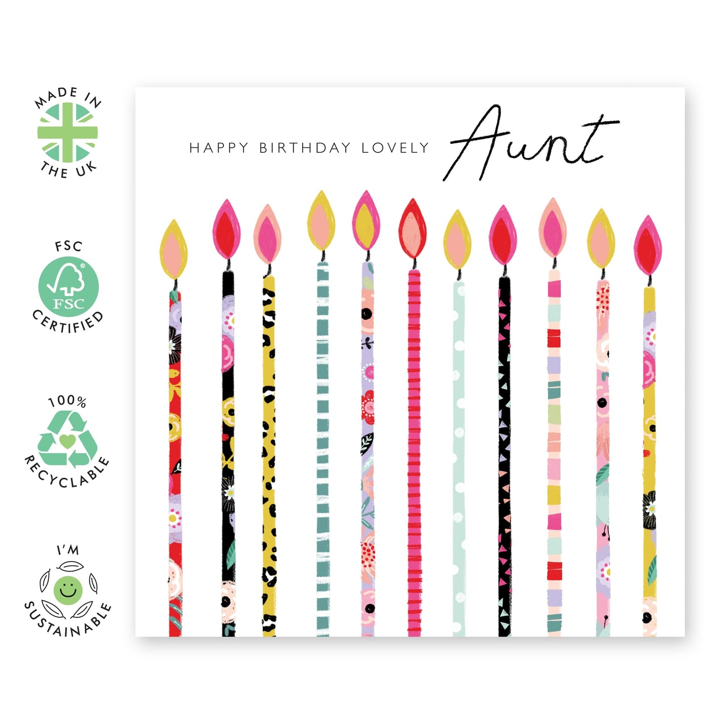 Aunt Birthday Card - Aunt Birthday Candles - Happy Birthday Aunty Greeting Card - Gift From Niece Nephew - Greeting Cards Her - Heartfelt Gifts Women Tia - Comes With Fun Stickers - By Central 23