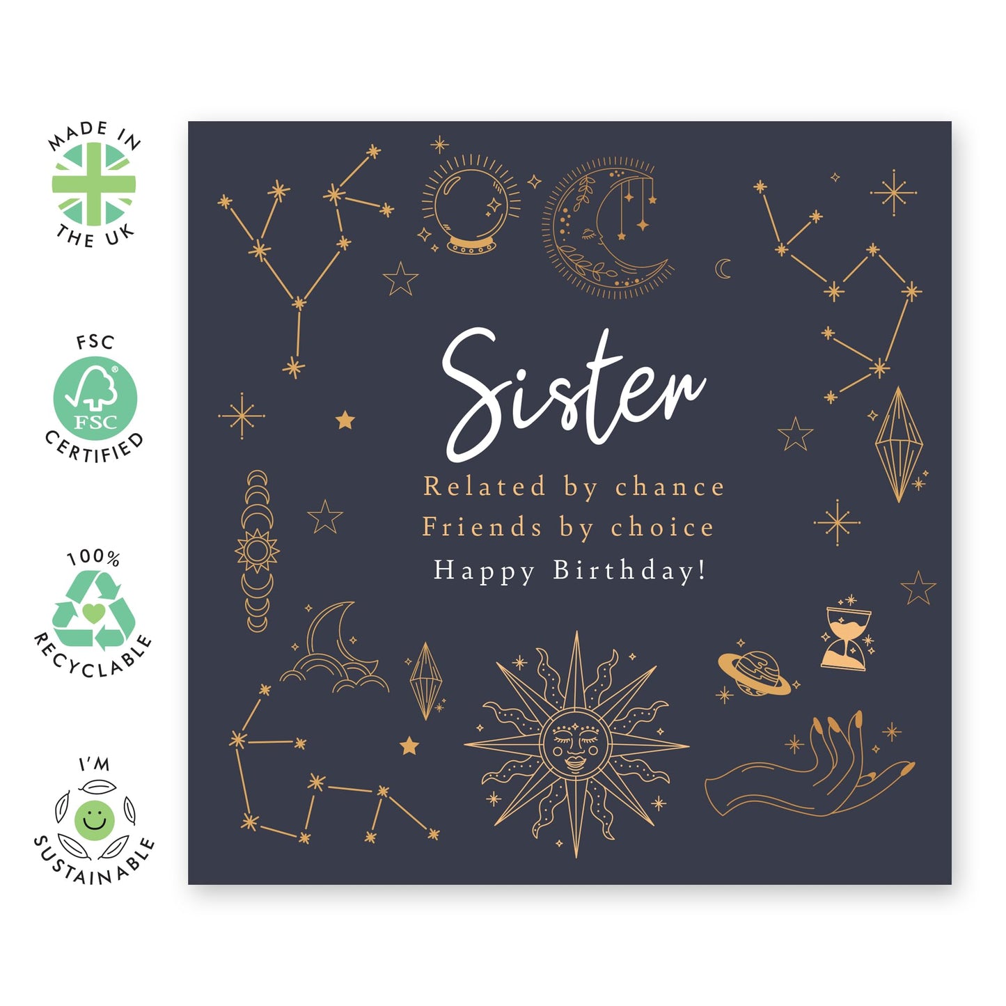Birthday Greeting Card - 'SISTER, FRIENDS, CHOICE' - Perfect for Celebrating a Special Day with Love and Joy - Ideal for Super Sisters Siblings Best Friends BFFs - Comes With Stickers By Central 23