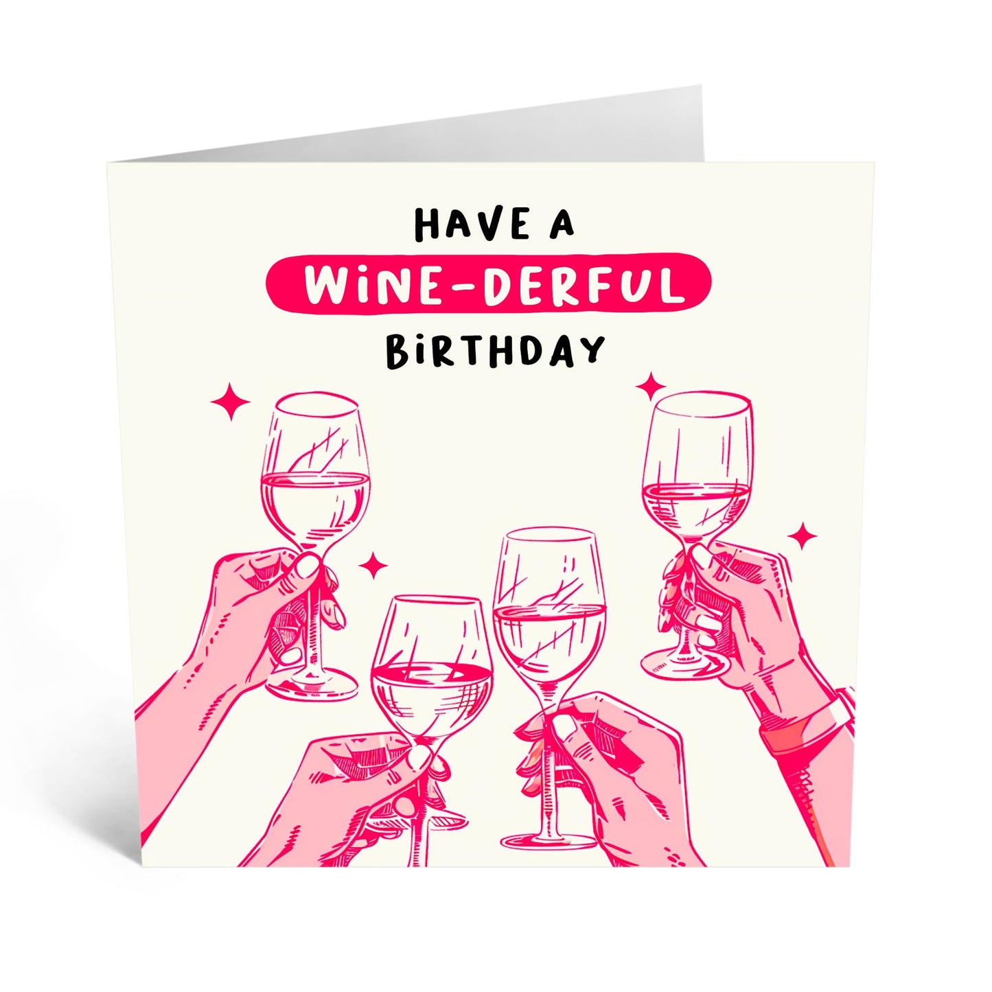 Birthday Card - 'WINE-DERFUL BIRTHDAY' - Perfect for Celebrating Wine Lovers on Their Special Day - Ideal for Friends, Family, or Anyone Who Enjoys a Toast to Life - Comes With Stickers By Central 23