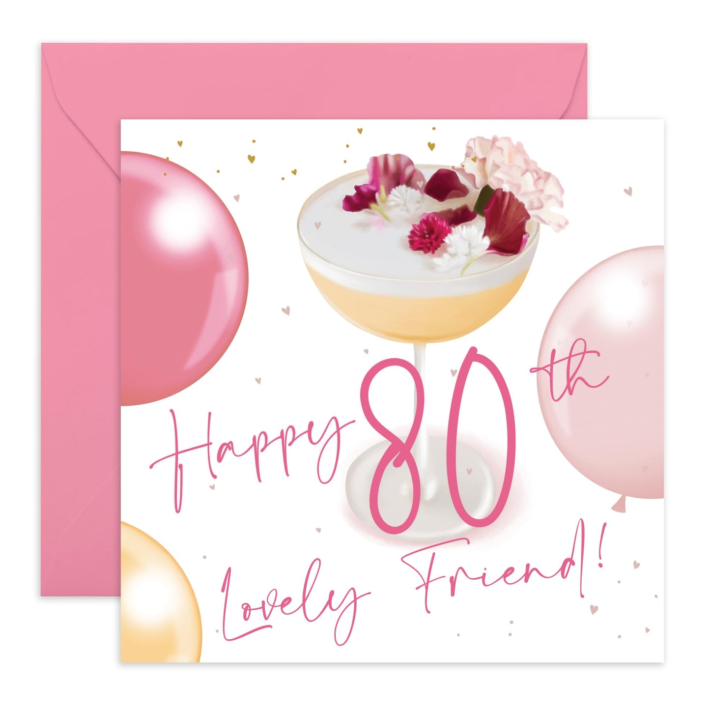 80th Birthday Card For Women - 80th Lovely Friend - Grandmother Birthday Greeting Card - For Fabulous Friends - Gifts For Grandmum - Eightieth Birthday Card Grandma - Comes With Stickers By Central 23