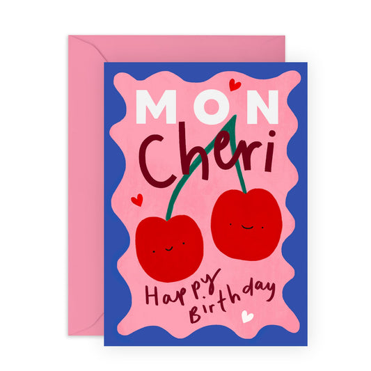 Happy Birthday Card My Dear – “Mon Chéri” Romantic & Fun Greeting Card for Wife, Husband, Girlfriend, Boyfriend, Partner, Spouse, Son, Daughter, Family, Friends - French Way -Comes with Fun Stickers