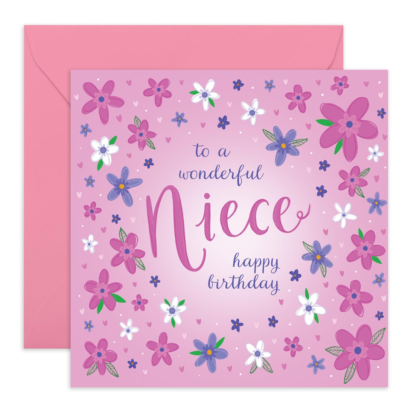 Niece Birthday Card - To A Wonderful Niece - Floral Birthday Cards For Women - Girls Birthday Cards - Gifts For Her From Auntie Or Uncle - Comes With Stickers - By Central 23