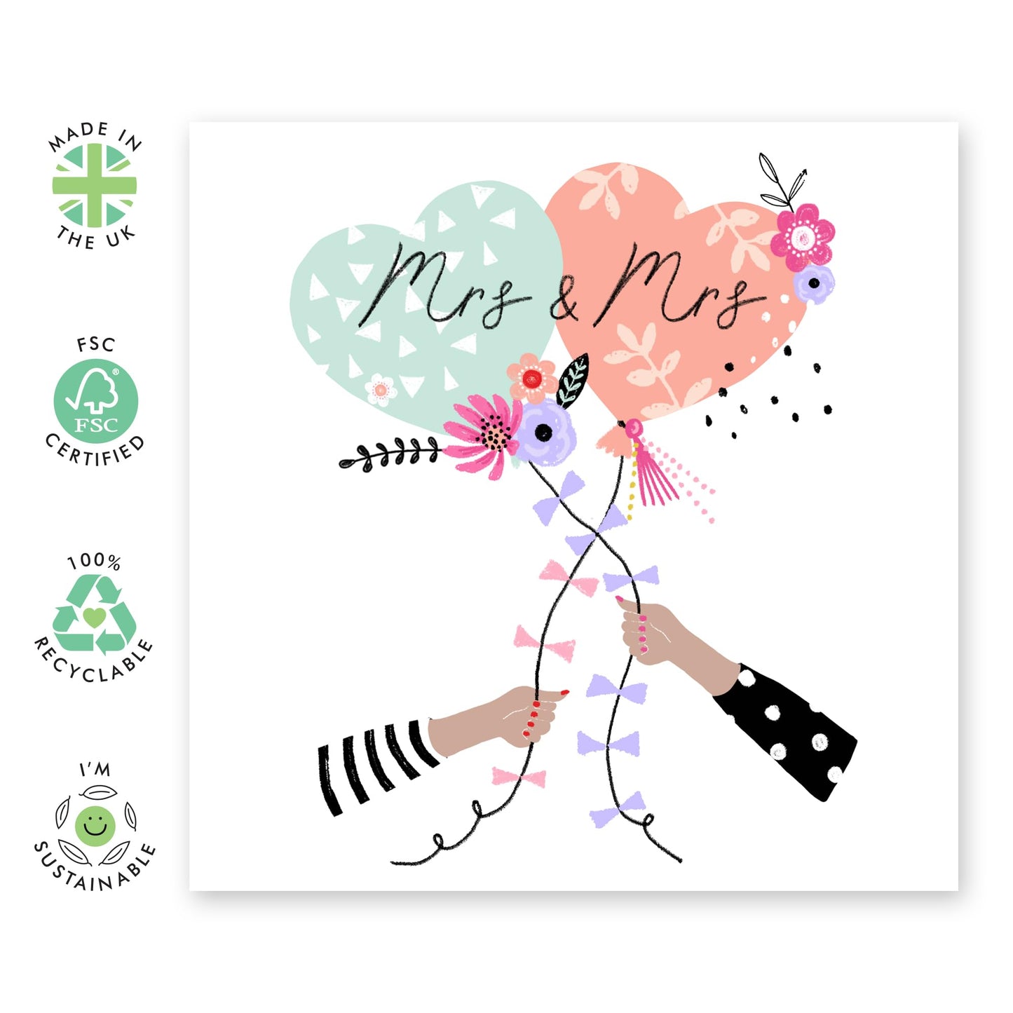 Engagement Card For Fiancé - Balloons Mrs And Mrs - Anniversary Card For Husband Wife - Valentine's Day Cards For Boyfriend Girlfriend Men Women - From Best Friend - Comes With Stickers By Central 23