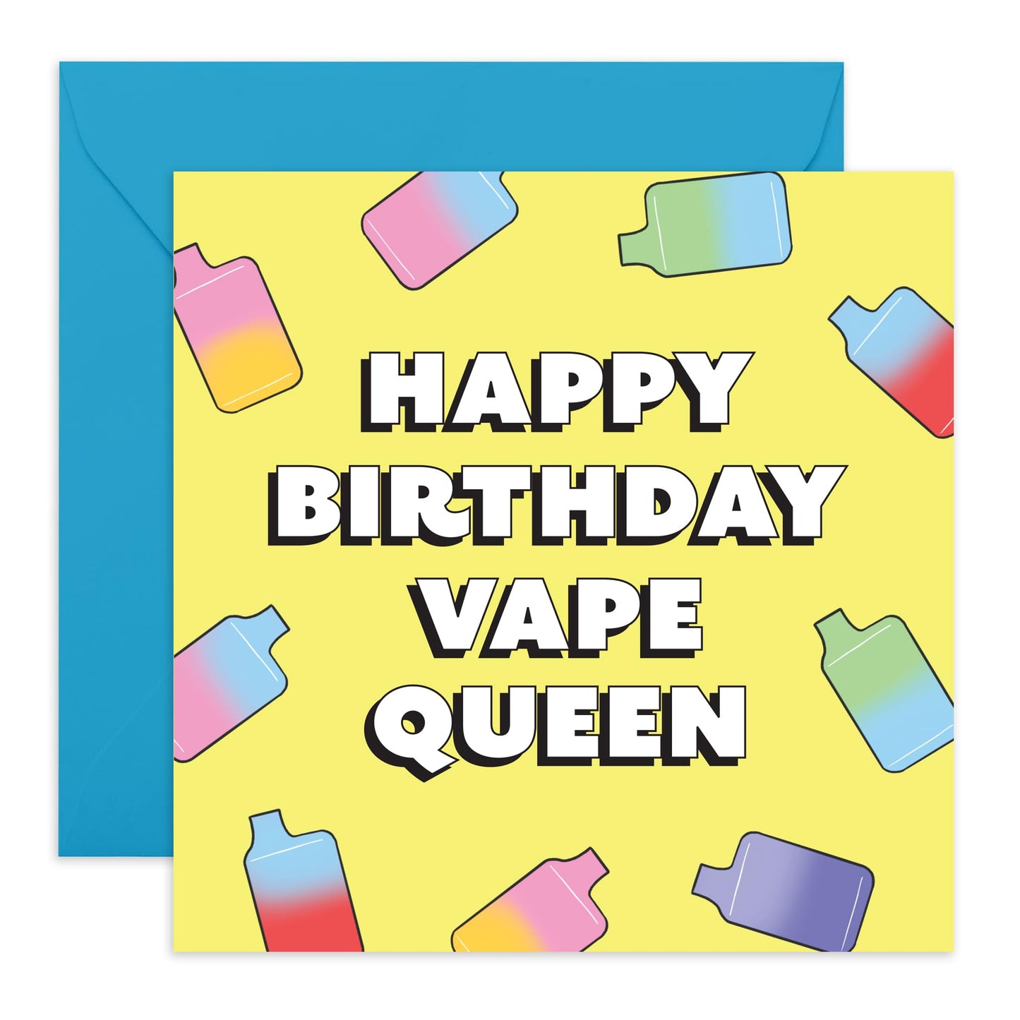 Cool Birthday Card for Her – "HBD V*pe Queen" – Gifts for Bestie, BFF, Her, Girlfriend, Wife, Women, Colleagues, Coworkers - Colourful Pods - Comes with Fun Stickers