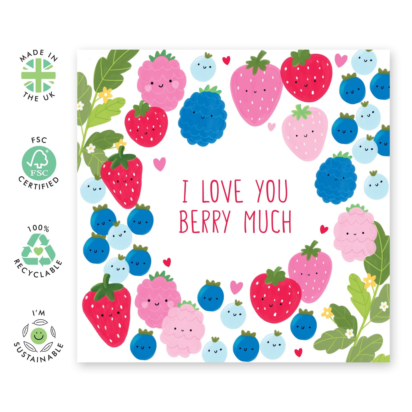 Anniversary Card For Wife Husband - I Love You Berry Much - Romantic Birthday Card For Partner - Wedding Anniversary Card - Valentines Card For Boyfriend Girlfriend - Comes With Stickers By Central 23