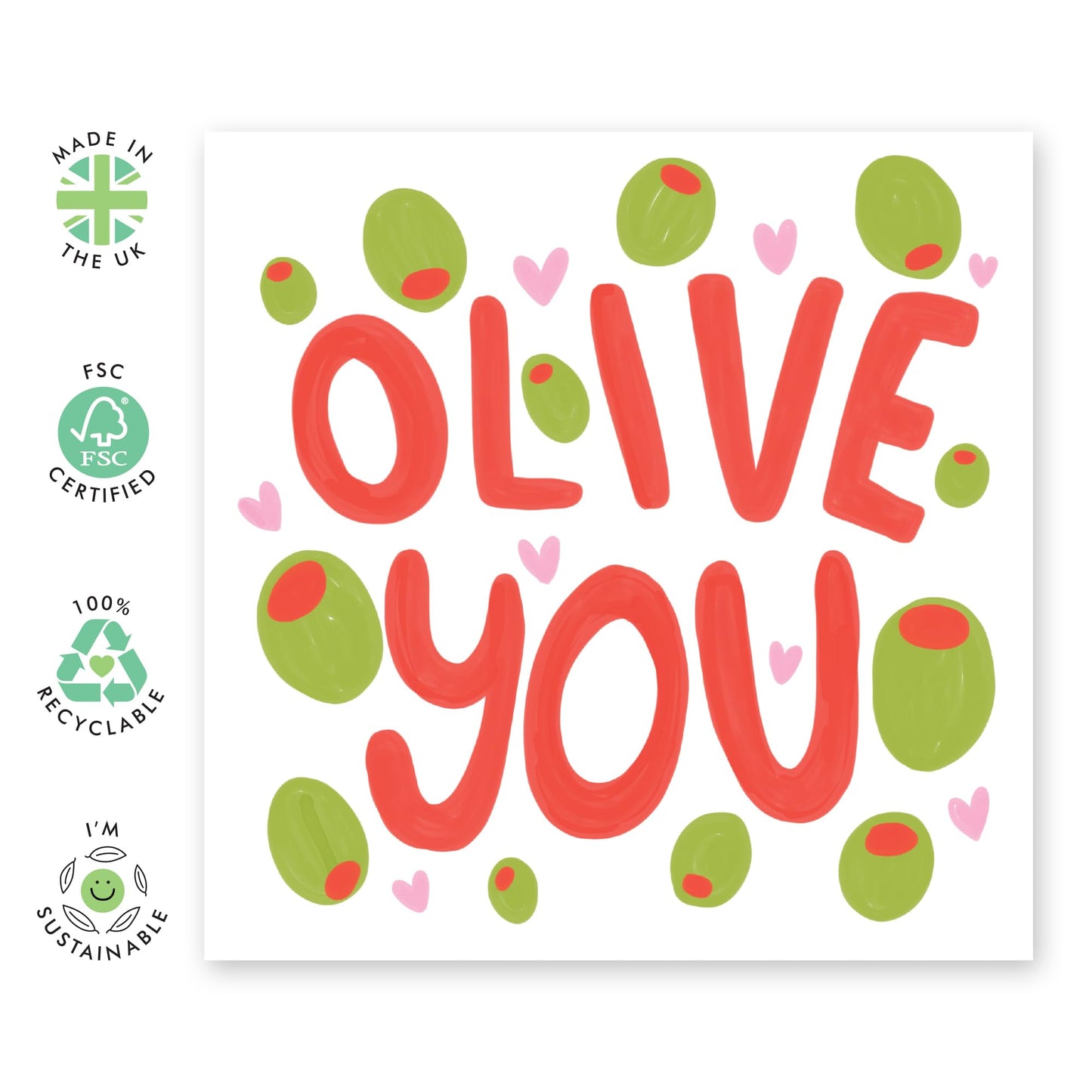 Happy Birthday Husband Card - Olive You - Funny Puns Humour - Boyfriend Birthday Card - Anniversary Card For Wife Girlfriend - Sweet Greeting Cards For Best Friend - Comes With Stickers By Central 23