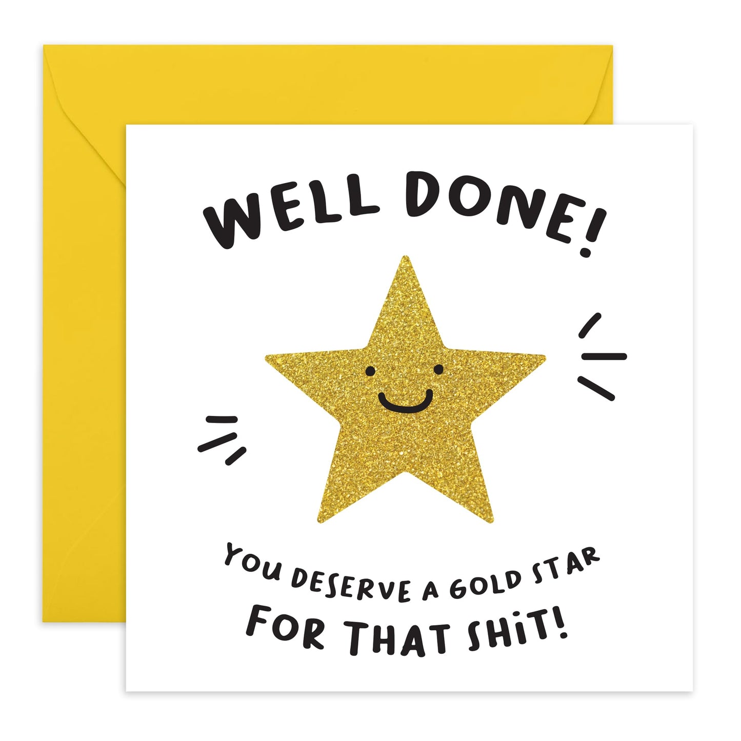 Funny Congratulations Card – Well Done Gold Star Greeting for Achievements, Graduation, Getting Drivers License, New Job for Friends, Colleagues, Cousin, BFF, Bestie, Bro - Comes with Stickers