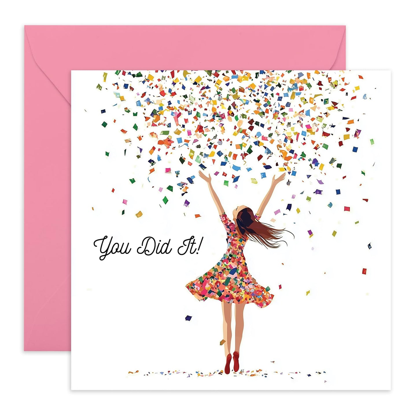 Congratulations Card for Women - 'You Did It Confetti' - Gifts for Daughter, Bestie, Coworker, Wife, Girlfriend, Her, Partner, Sister - Celebrating Wins - Comes with Fun Stickers