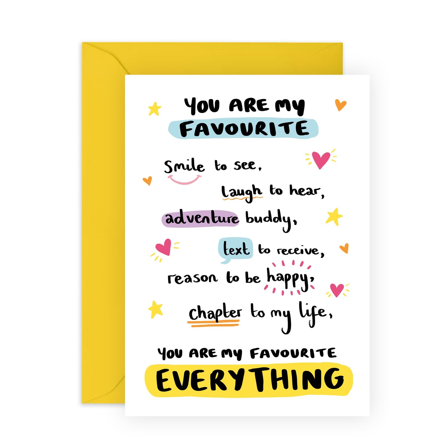 Wedding Anniversary Card For Wife - You're My Favourite Everything - Valentine's Card For Husband - Boyfriend Birthday Card - I Love You Gifts For Him Her Couple - Comes With Stickers By Central 23