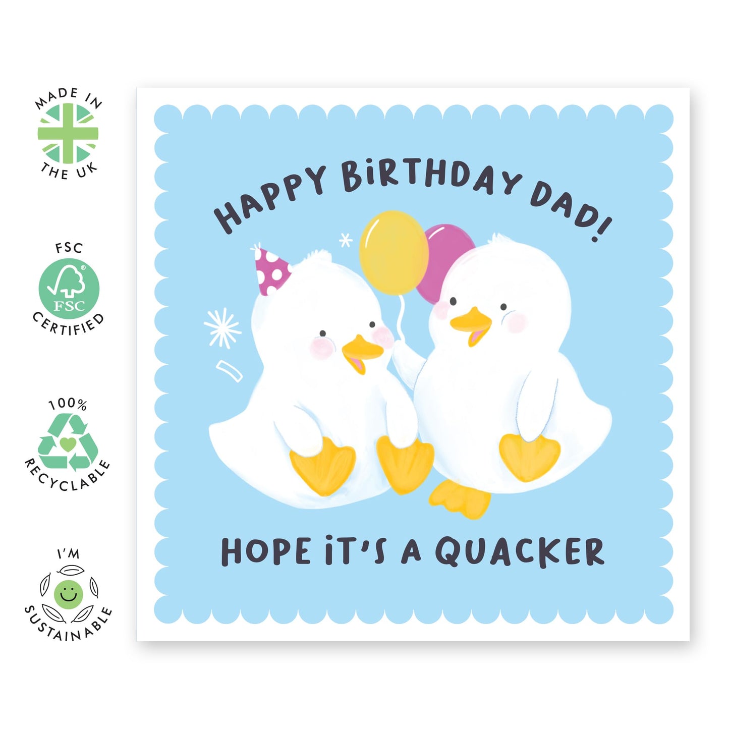 Birthday Card Dad - Quacker Dad - Grandpa Greeting Cards Birthday - Cheeky Bday Cards For Him - Daddy - Gifts For Mum Sister Brother - Grandfather - Comes With Fun Stickers - By Central 23