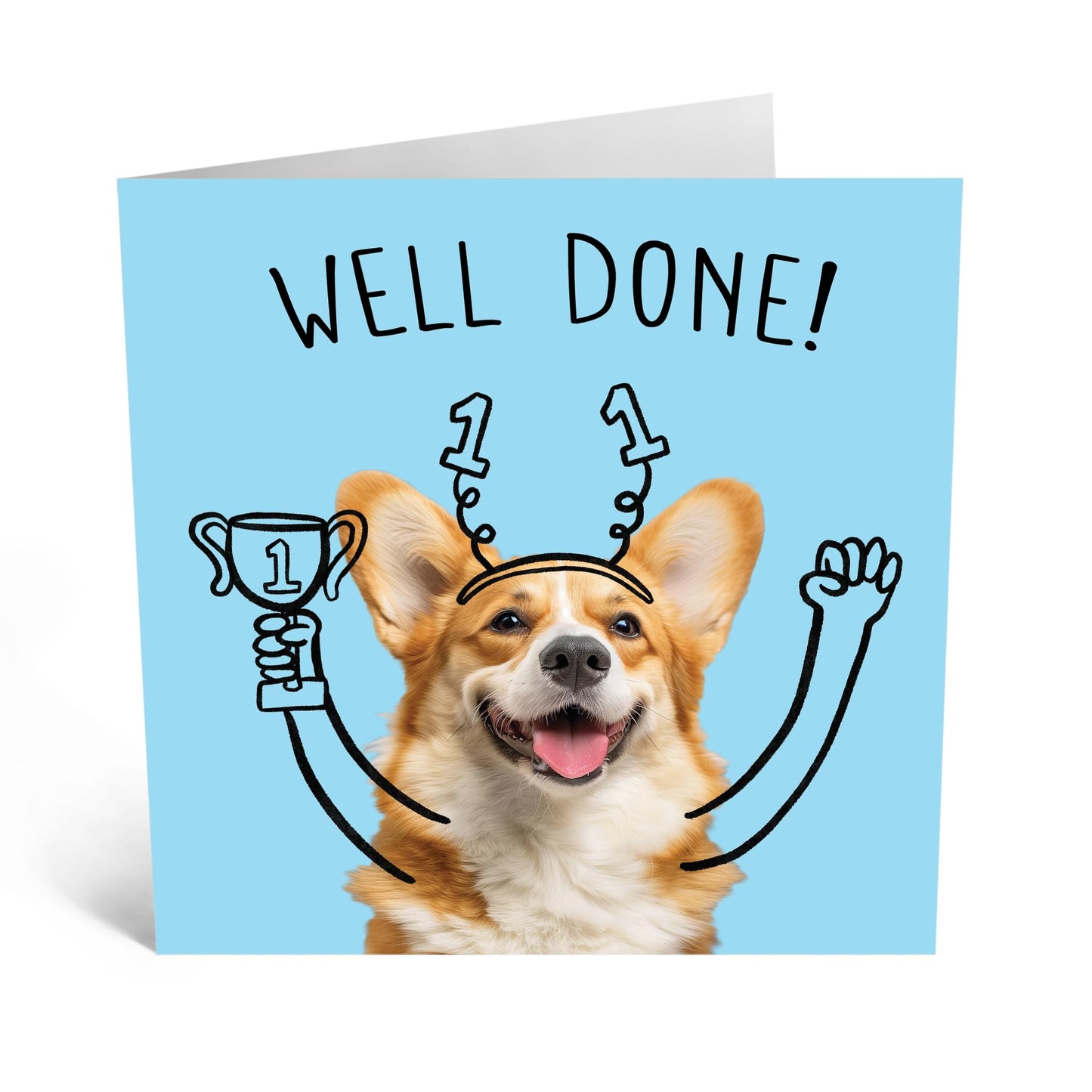 Congratulations Greeting Card - 'WELL DONE CORGI DOG' - Perfect for Celebrating Achievements with a Dash of Cuteness - Ideal for Adding Joy and Charm to Any Success - Comes With Stickers By Central 23