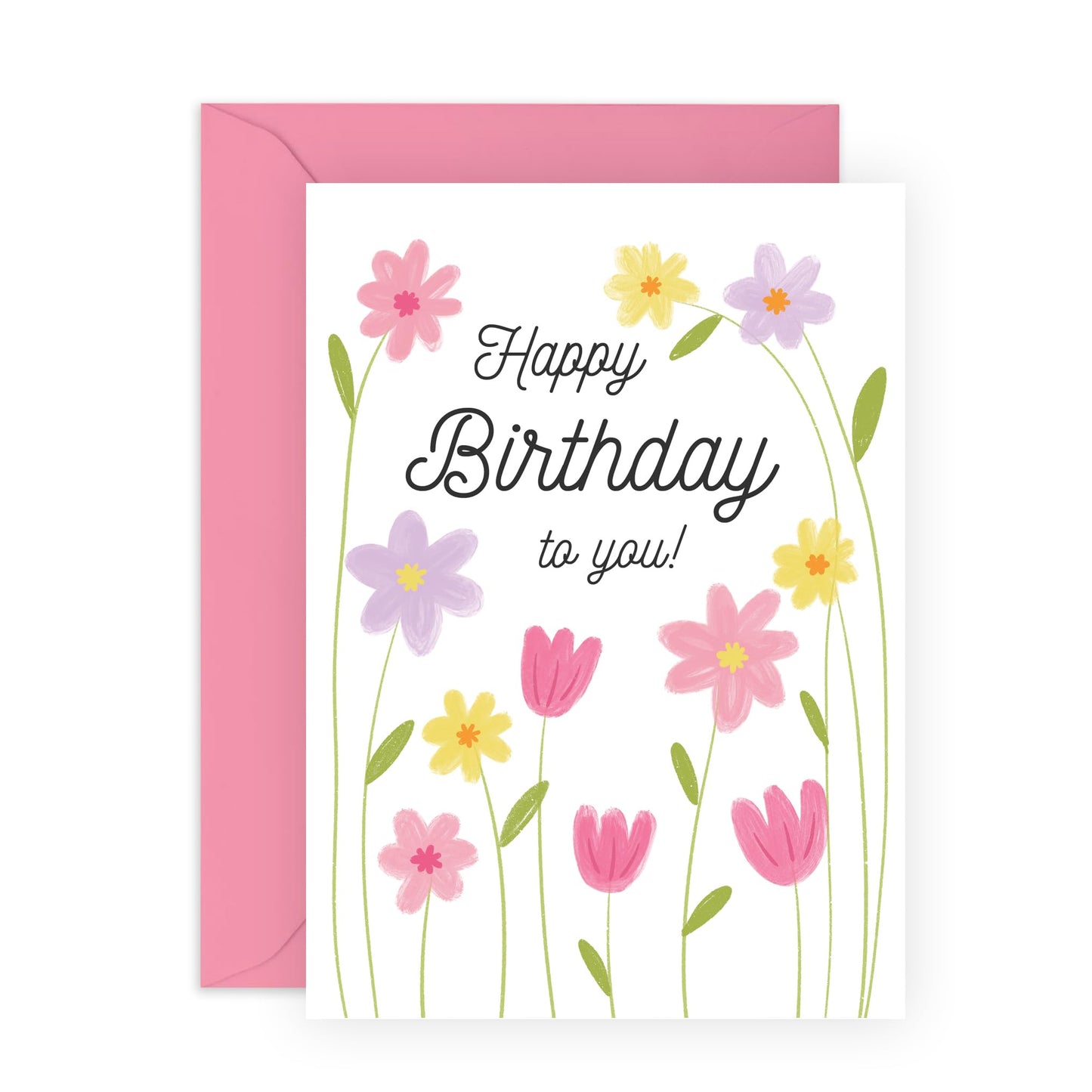 Flowers Birthday Card - 'Birthday Flowers' - Gifts for Mum, Dad, Auntie, Uncle, Grandma, Grandad, Family, Relatives, Friends, Bestie - Beautiful Flowers - Comes with Fun Stickers