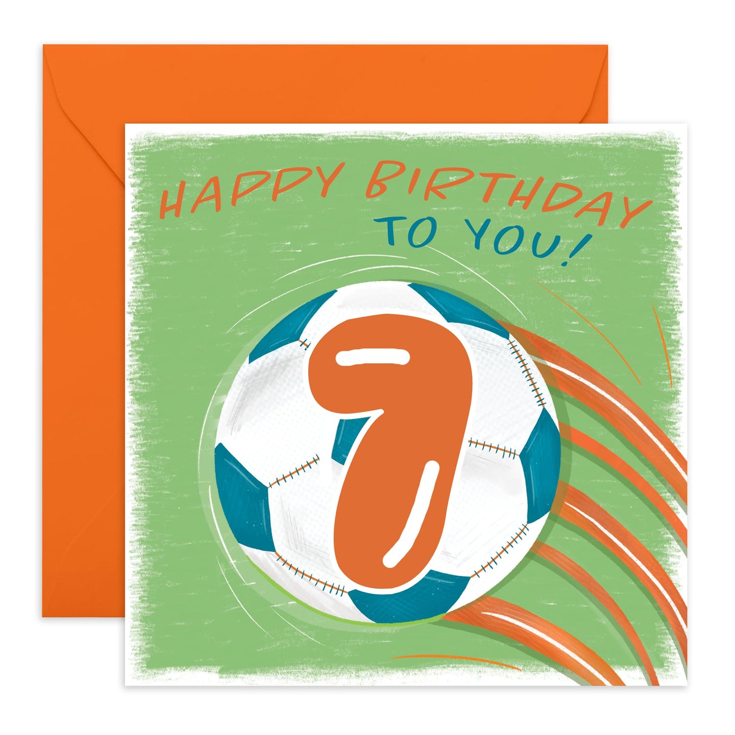 Happy 7th Birthday Card Boy Girl - Football Birthday Cards For Kids Toddler Grandson - Seventh Bday Card For Him Seven Year Old - Comes With Cute Stickers By Central 23