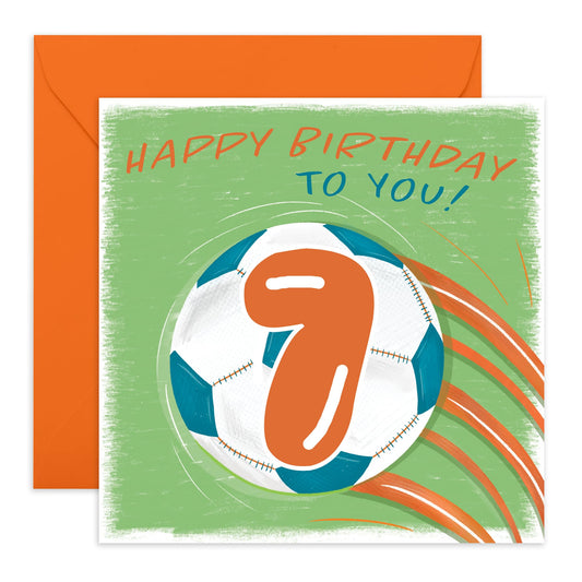 Happy 7th Birthday Card Boy Girl - Football Birthday Cards For Kids Toddler Grandson - Seventh Bday Card For Him Seven Year Old - Comes With Cute Stickers By Central 23