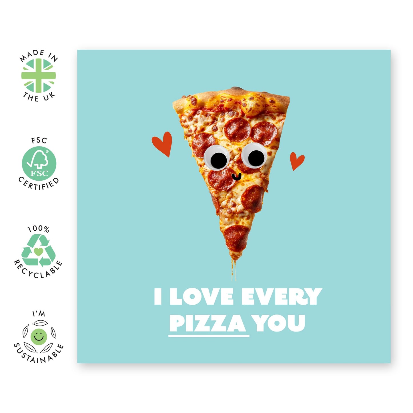 Cute Valentines Day Card - 'Pizza You' - Sweet Greetings for Wife, Husband, Girlfriend, Boyfriend, Couples, Partners, Married - Pizza Love - Comes with Fun Stickers