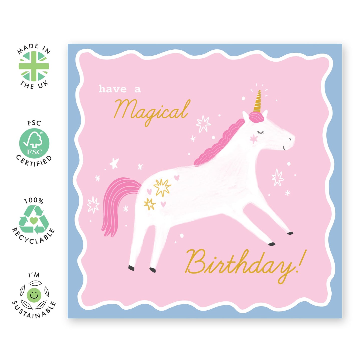 Magical Birthday Card - 'Unicorn Have a Magical Happy Birthday' - Sweet Gifts for Sister, Daughter, Kids, Children, Girls, Her - Pink Unicorn- Comes with Fun Stickers