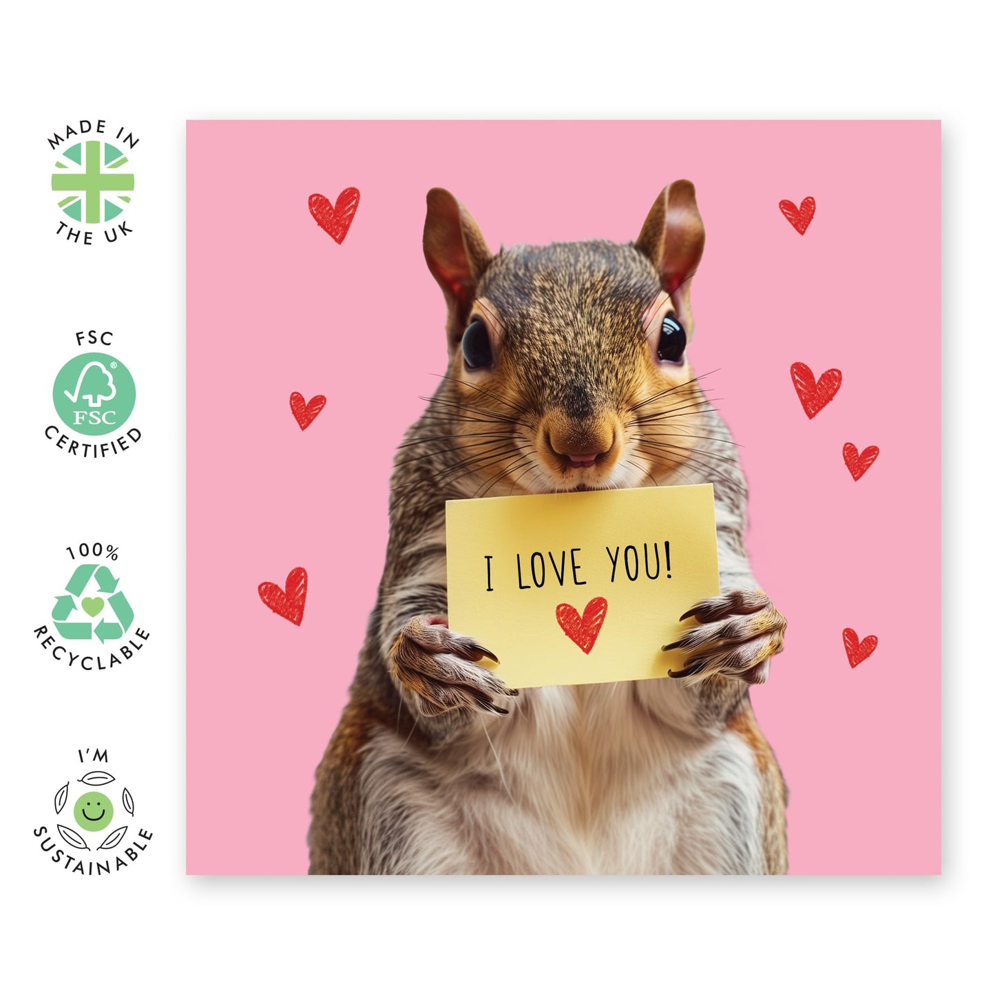 Anniversary Cards For Her - I Love You, Squirrel - Sweet Greetings For Wife Husband Girlfriend Boyfriend - Heartfelt Valentines For Kids Boys Girls Him Women Men - Comes With Cute Stickers