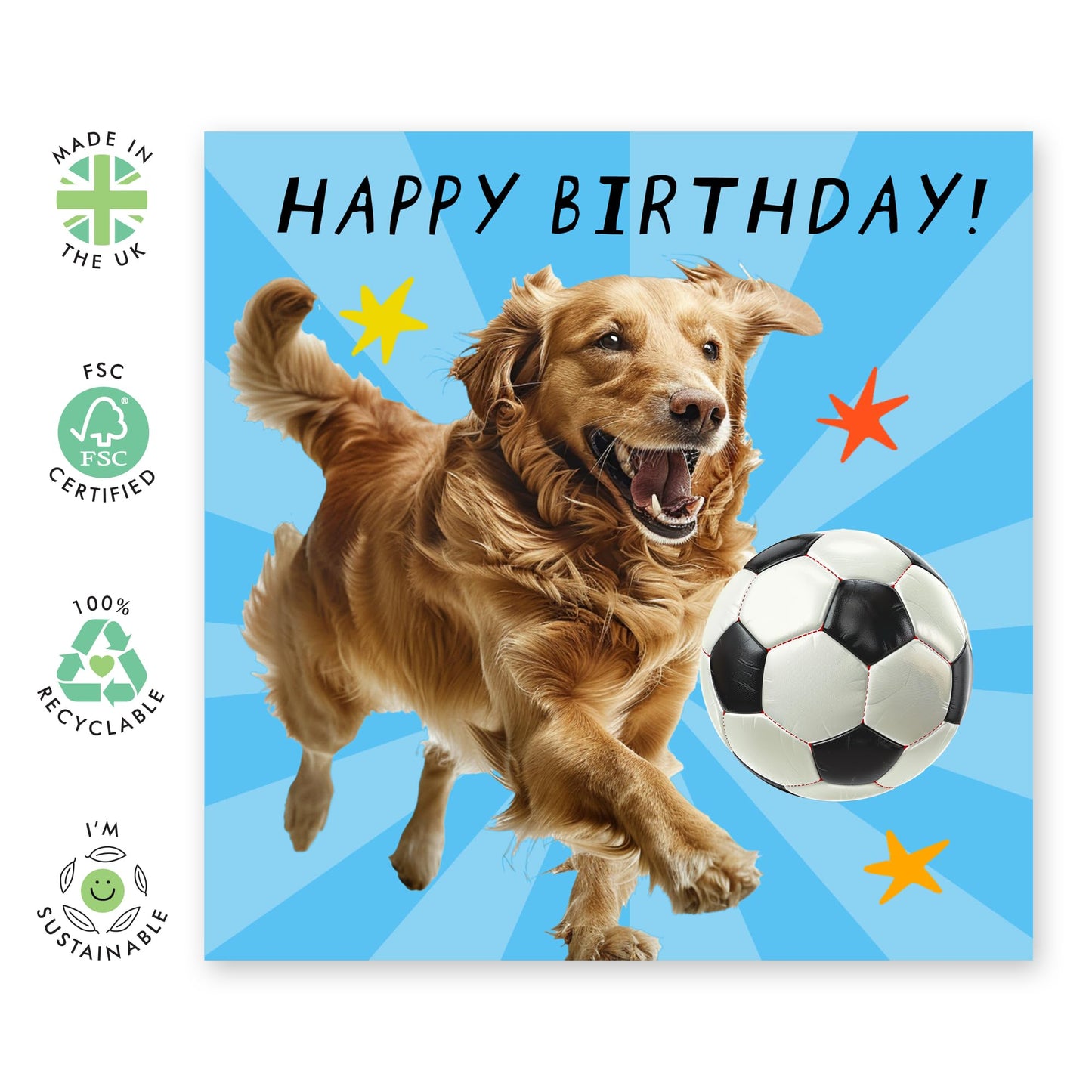 Birthday Greeting Card - 'FOOTBALL DOG!' - Perfect for Celebrating with a Fun Football-Themed Twist and Adorable Dog Design - Ideal for Adding Joy to Any Birthday - Comes With Stickers By Central 23