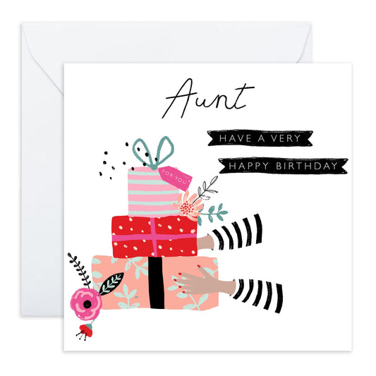 Birthday Card For Aunt - Aunt Present Birthday - Heartfelt Gifts Women Female Tia - Happy Birthday Aunty Greeting Card - Gift From Niece Nephew - Comes With Fun Stickers - By Central 23