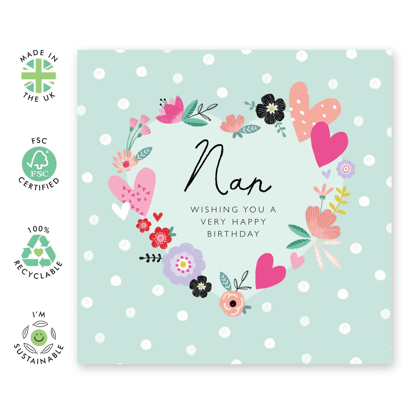 Grandma Birthday Card - Wishing You A Happy Birthday - Nanny Gifts For Her - Happy Birthday Card For Grandmother - Nan Birthday Card For Women - Flowers - Comes With Stickers By Central 23