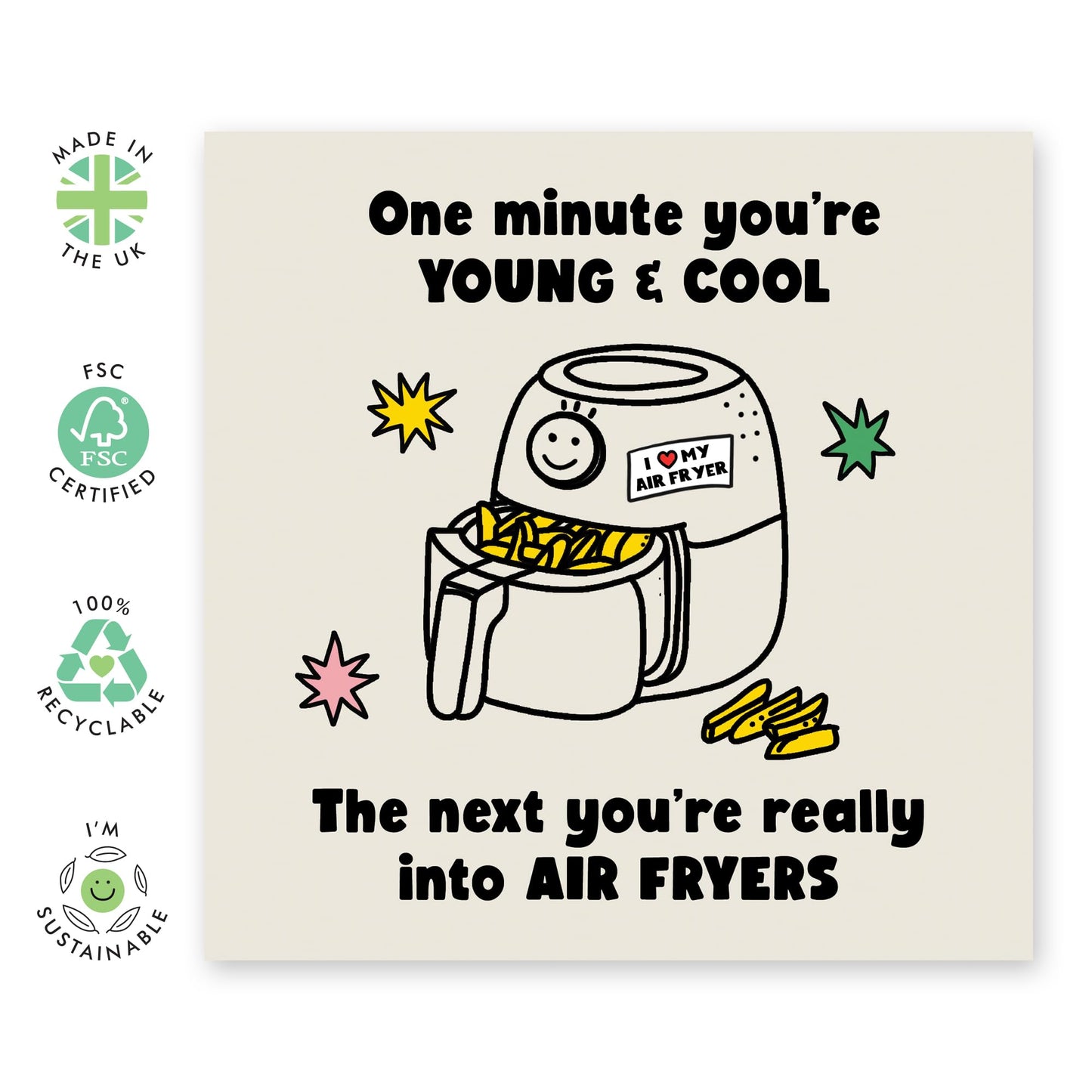 Funny Greeting Card For Him And Her - Really Into Air Fryers - Men Women Birthday Card - Humorous Greeting Card For Adult - Him Her Birthday Greeting Card - Comes With Stickers By Central 23