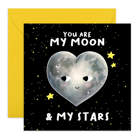 I Love You Cards For Boyfriend Girlfriend - You Are My Moon And My Stars - Sweet Anniversary Card For Couple Husband Wife - Valentine's Day Cards For Her Him - Comes With Stickers By Central 23