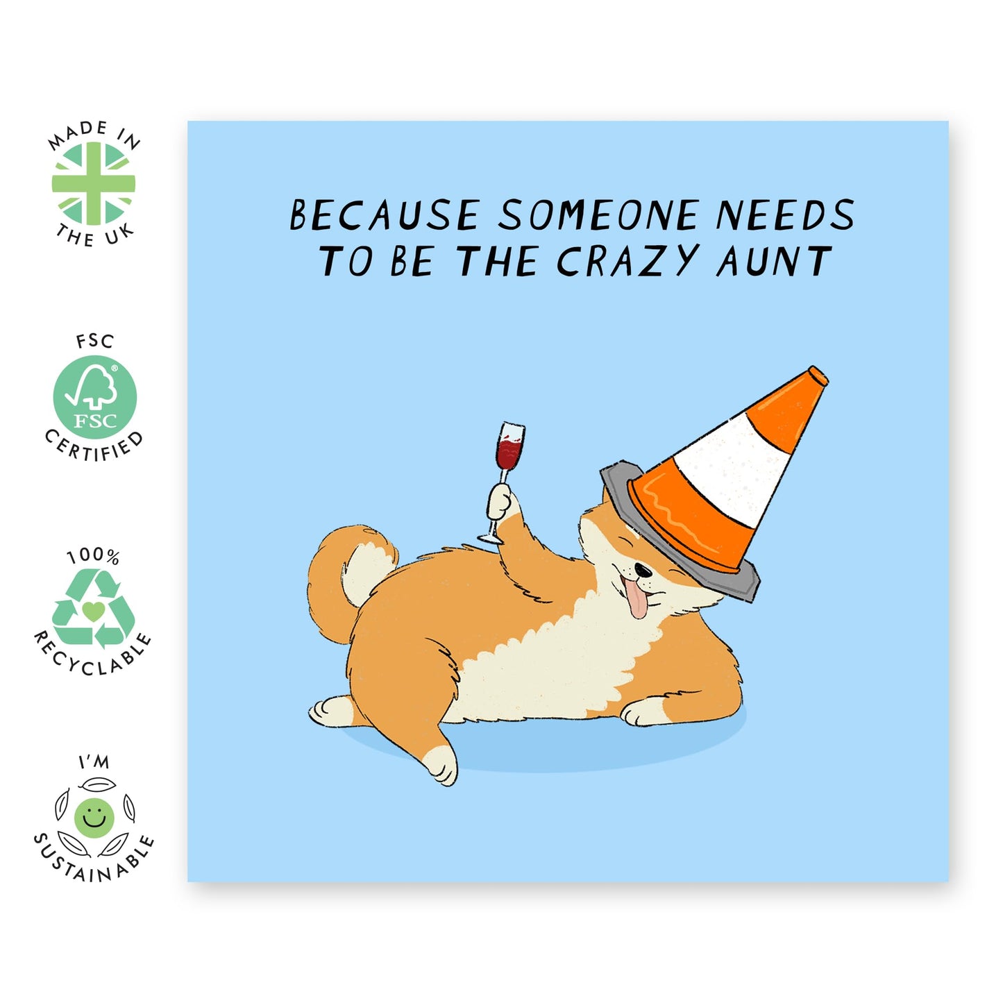 Greeting Card - 'CRAZY AUNT' - Perfect for Any Occasion with a Fun and Playful Design - Ideal for Celebrating or Sending a Light-Hearted Message to a Special Aunt - Comes With Stickers By Central 23
