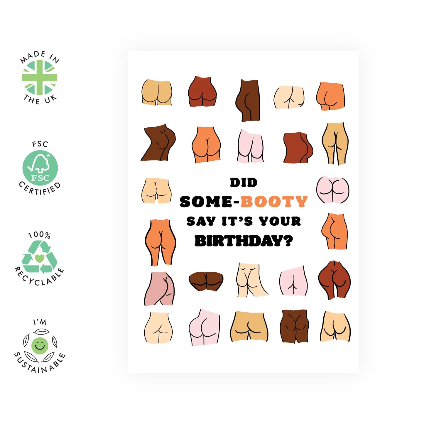 Rude Birthday Cards For Women - Some-booty Said It's Your Birthday - Funny Birthday Card For Men - Naughty Greeting Card For Friends - Comes With Stickers - By Central 23