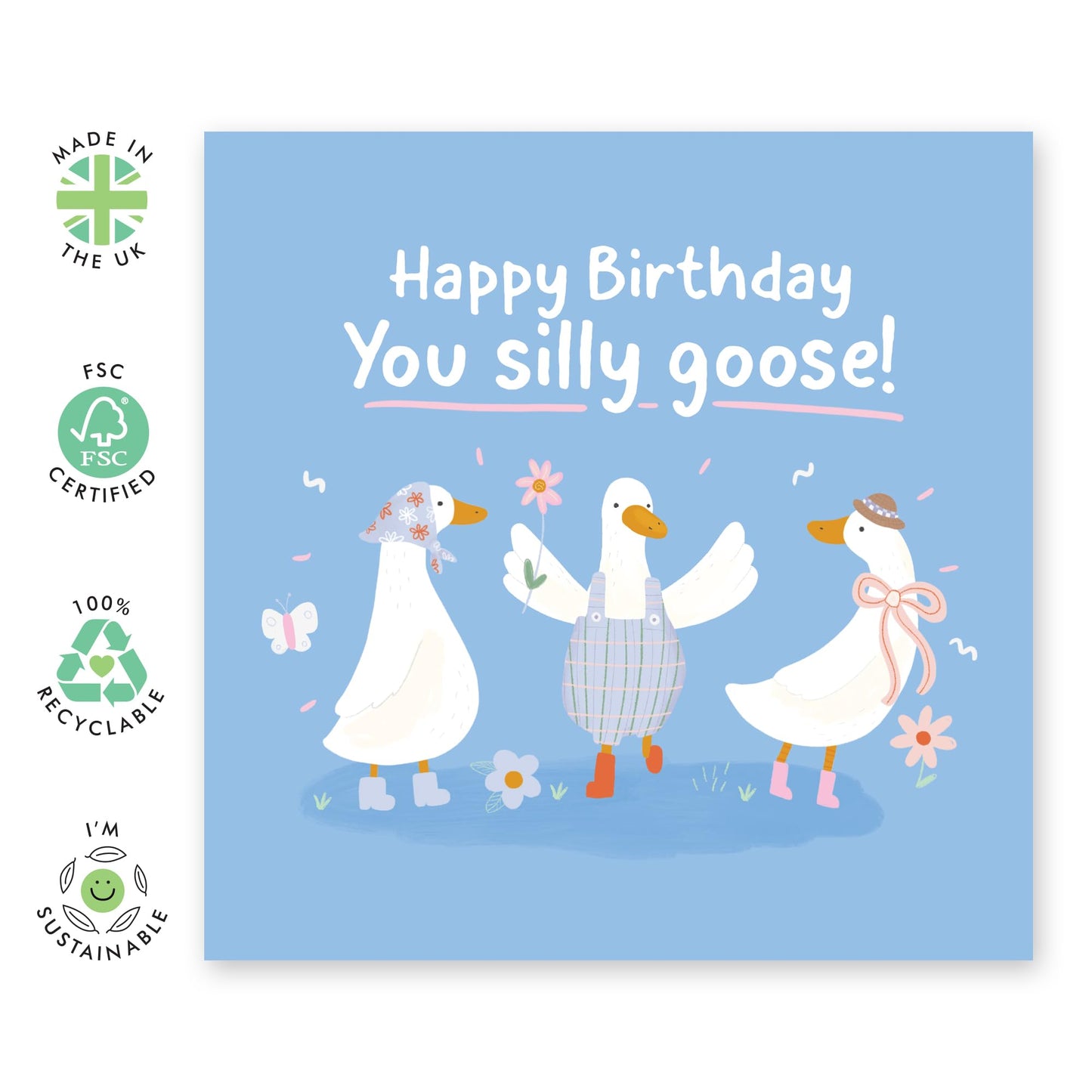 Funny Birthday Card For Her - 'Happy Birthday Silly Goose' - Gifts for Sister, Best Friend, Bestie, BFF, Colleagues, Coworker - Farm - Comes with Fun Stickers