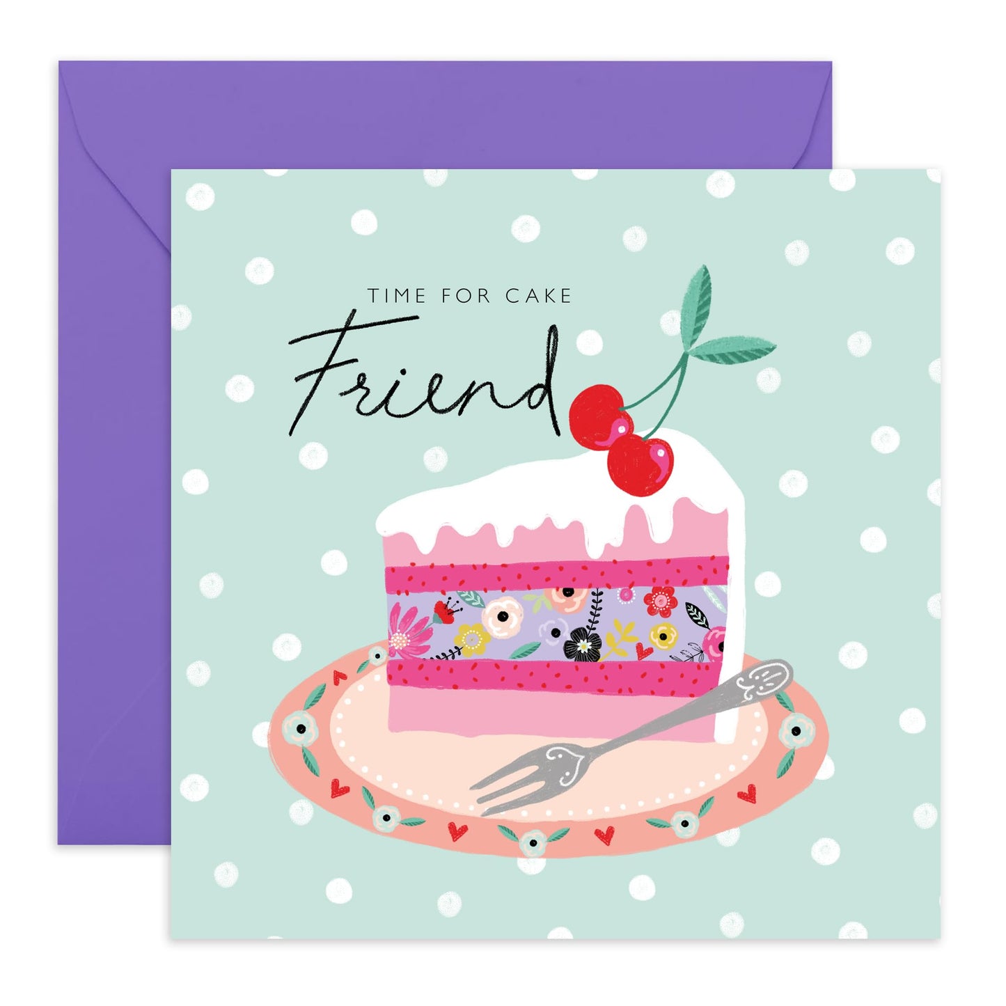 Friend Birthday Cards For Women - Time For Cake Candles - Gifts For Friends Women - Trendy Friend Card - Friends Birthday Card - Comes With Cute Stickers - By Central 23