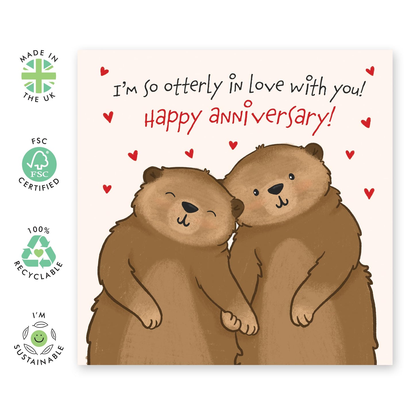 Happy Anniversary Card For Husband - I'm So Otterly In Love With You - Wife Anniversary Card - Sweet Greeting Cards Cute Otters - I Love You Gifts For Him Her - Comes With Stickers By Central 23