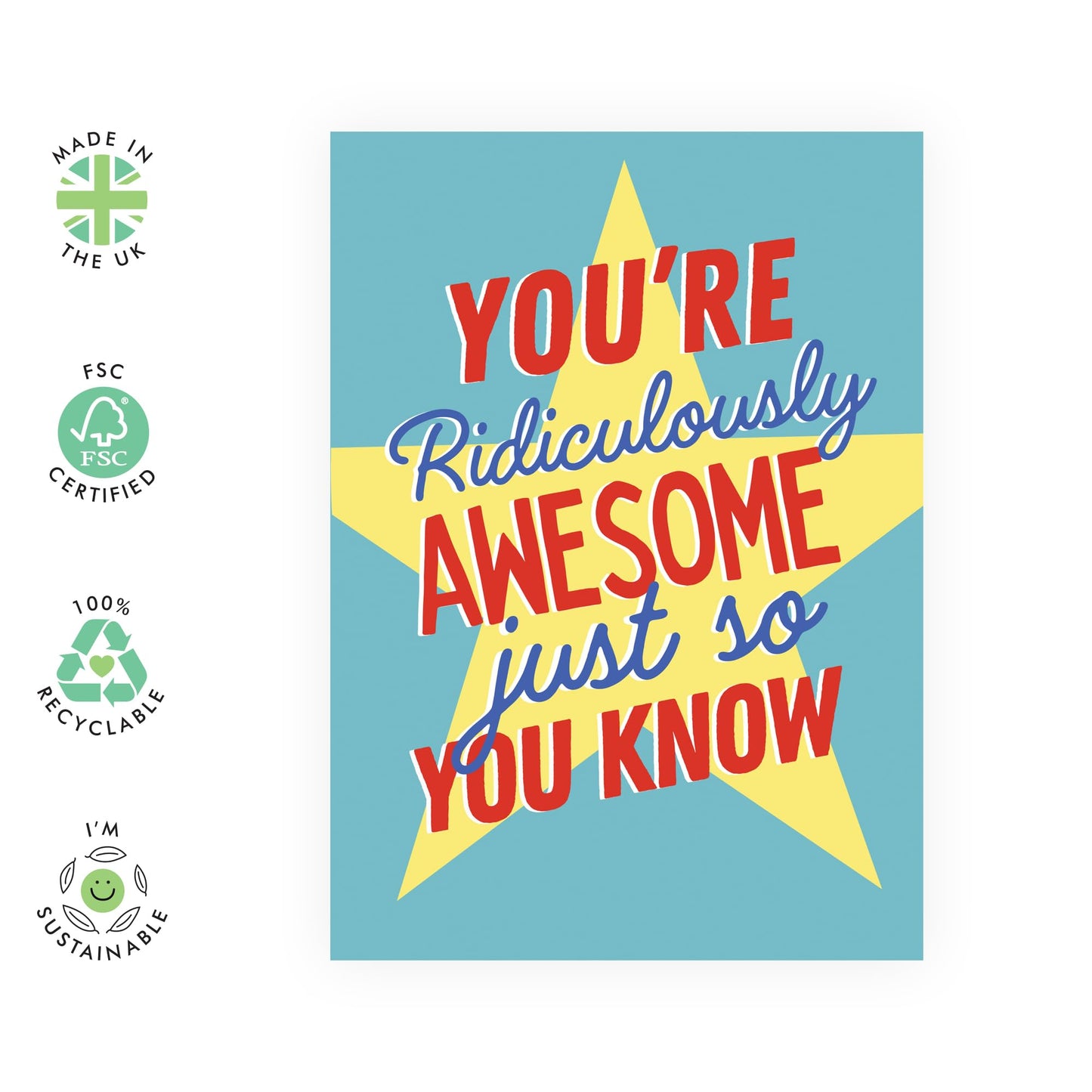 Thoughtful Birthday Card - 'Ridiculously Awesome' - Gifts for Friends, Family, Co-worker, Colleagues, Bestie, Bruv, Mate, Neighbours, Him, Her - Superstar - Comes with Fun Stickers
