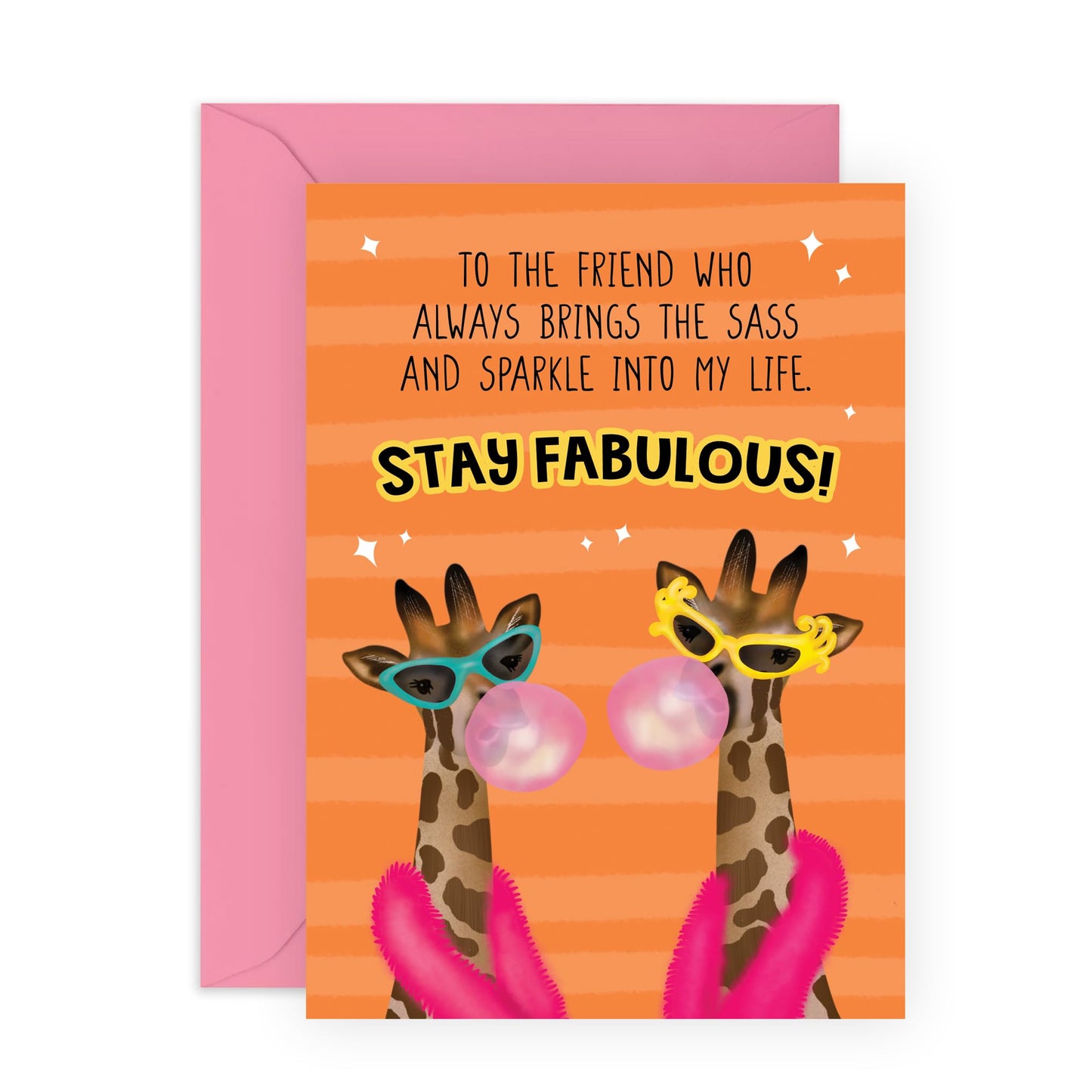 Greeting Card - 'SASSY FRIEND GIRAFFES' - Perfect for Celebrating a Fabulous Friendship with a Playful Twist - Ideal for Sassy Friends, Giraffe Lovers, and Besties - Comes with Stickers By Central 23