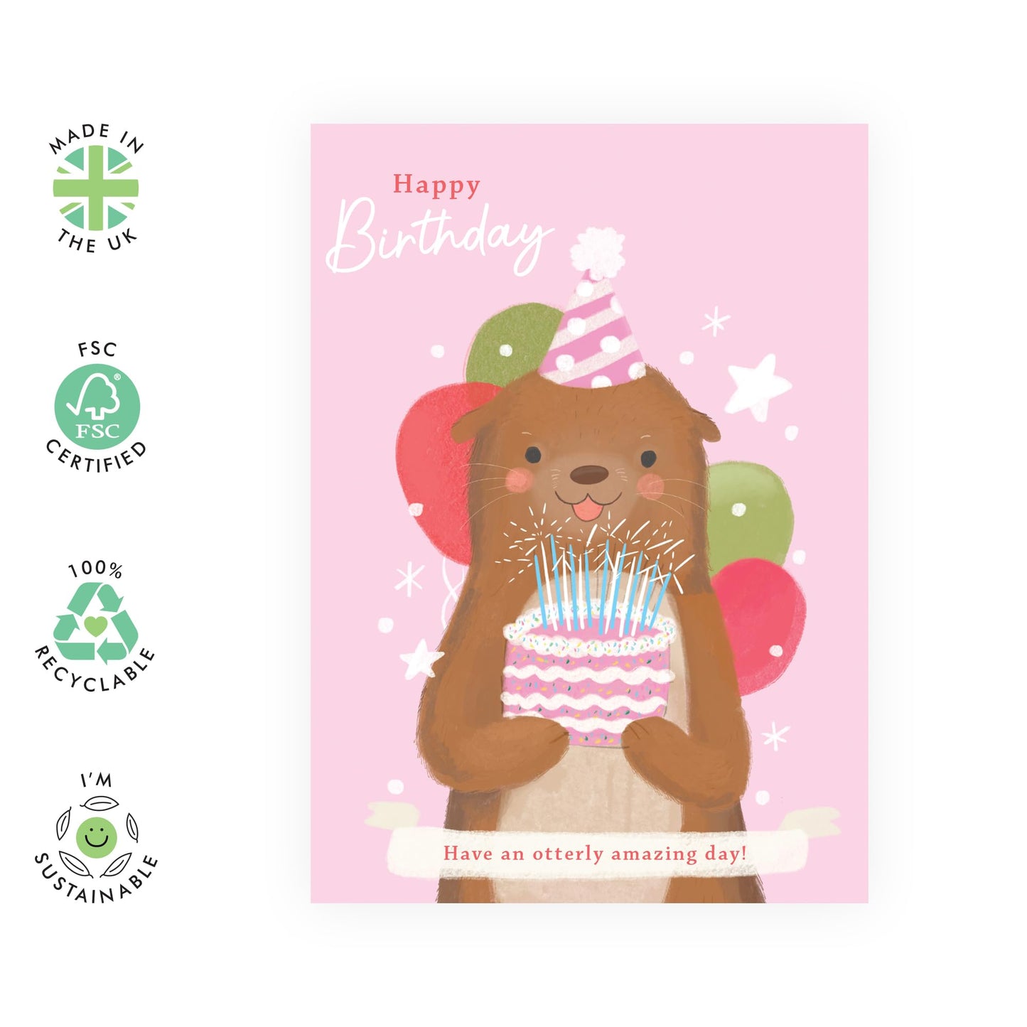 Birthday Card For Men Women - Have An Otterly Amazing Day! - Cute Otters Birthday Greeting Cards - Gifts For Friends Cousin Coworker Nephew Niece - Comes With Fun Stickers By Central 23