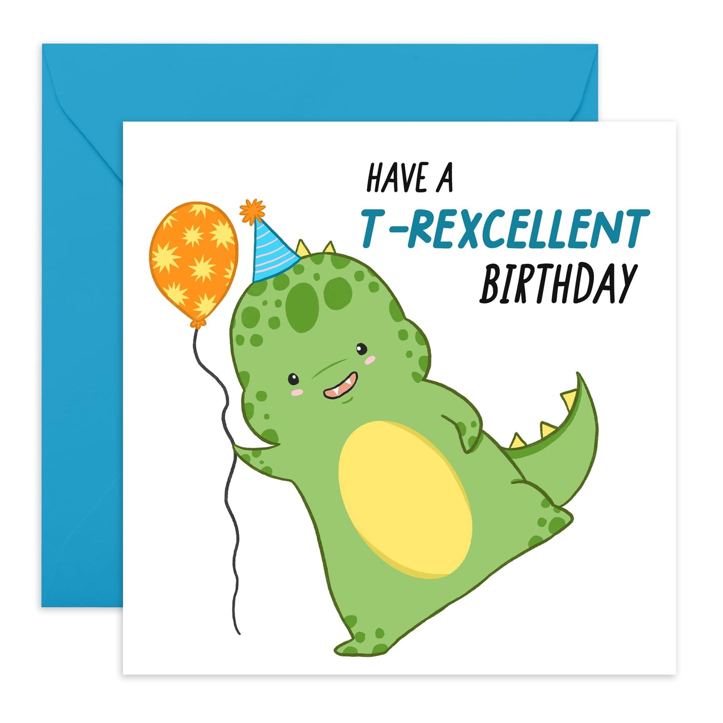 Boy Birthday Card - T-rexcellent Birthday - Cute T-REX Dinosaur - Happy Birthday Greeting Cards For Boys - Gifts For Son Grandson Nephew - Comes With Fun Stickers By Central 23