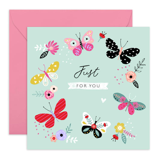 Butterfly Greeting Cards Birthday - Just For You - Blank Cards With Envelope - Bday Gifts - Pretty All Occasion Cards For Sister Mum Nan Aunt Her - Comes With Stickers By Central 23