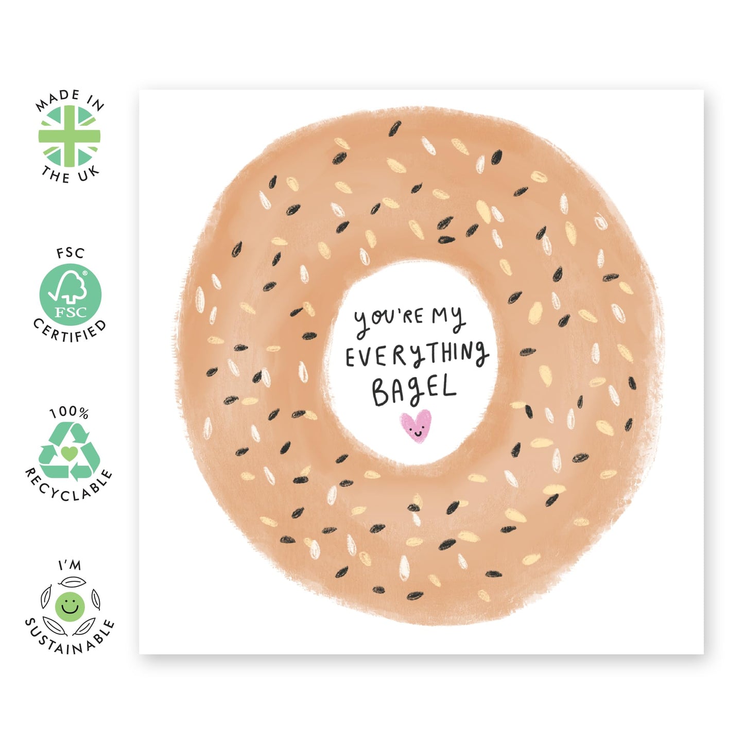 Sweet Greeting Cards For Couple - You're My Everything - Bagel Greeting Cards For Girlfriend Boyfriend Husband Wife - Gifts For Him Her Men Women - Comes With Stickers By Central 23