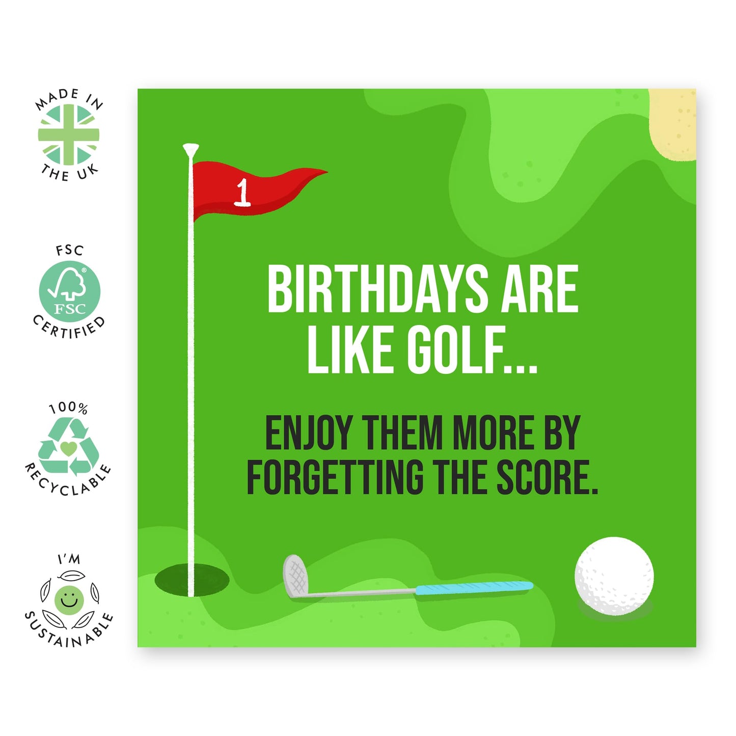 Golf Birthday Card - Funny Birthday Cards For Men - Birthdays Are Like Golf - Happy Birthday Card For Him - Hilarious Gifts For Dad Uncle Brother - Comes With Cute Stickers By Central 23