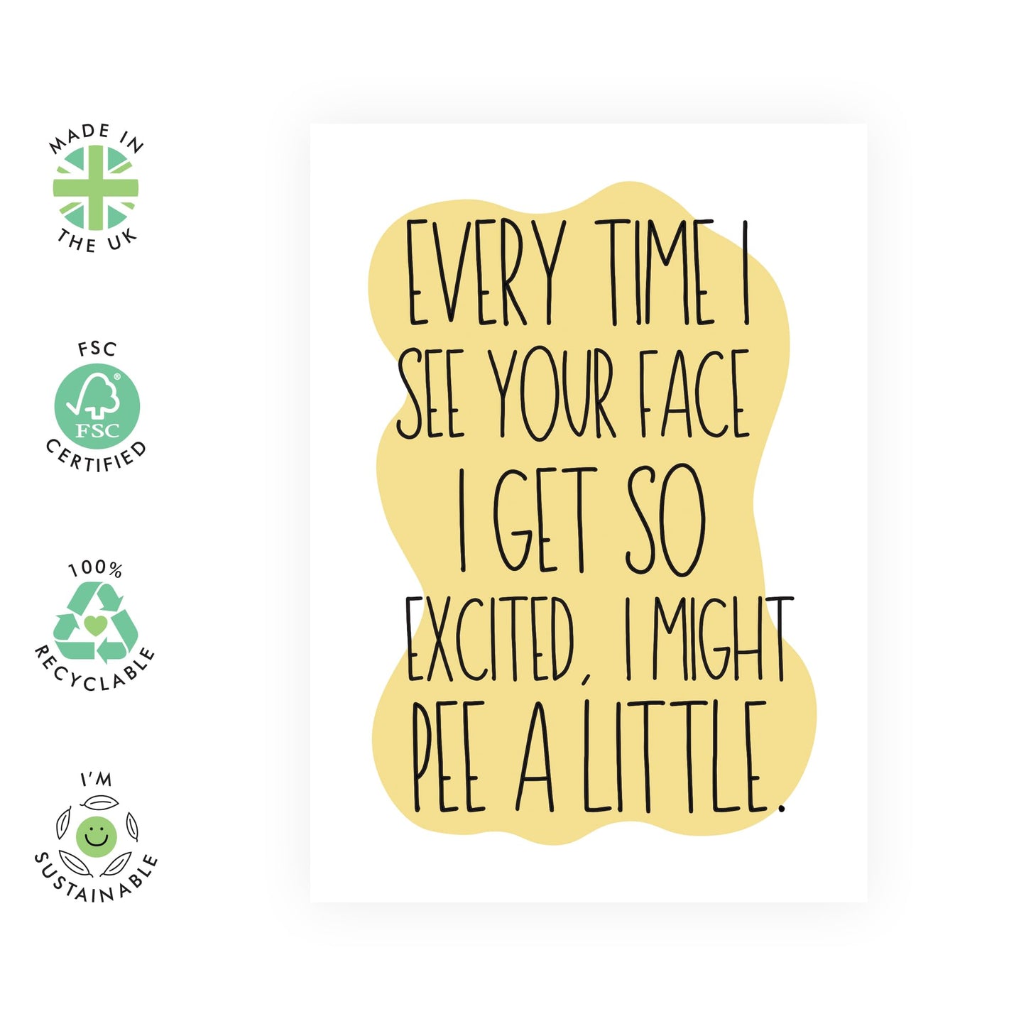 Hilarious Love Card - 'Might Pee A Little' - Romantic Valentines Day Gifts for Boyfriend, Husband, Wife, Girlfriend, Partner, Other Half - When I See Your Face - Comes with Fun Stickers