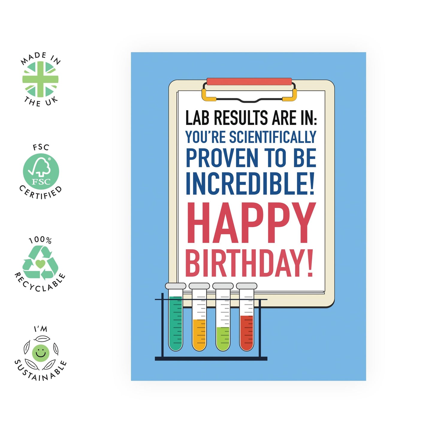 Friends Birthday Card - Scientifically Proven To Be Incredible - Birthday Cards For Mum Dad Humour - Gifts For Him Her - Brother Sister Birthday Card - Comes With Stickers - By Central 23