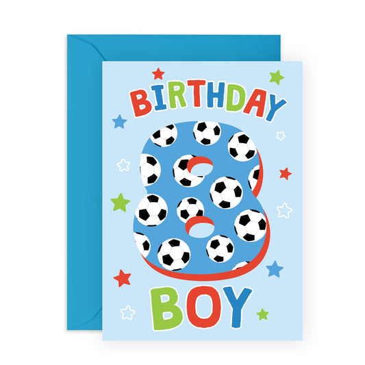 8th Birthday Card For Kids - Football Milestone Birthday Card Age Eight - Boys Birthday Cards Eighth Bday - Gifts For Him Son Nephew Grandson - Comes With Stickers By Central 23