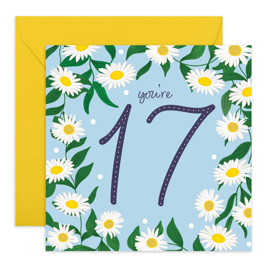 17th Birthday Cards For Kid - Daisy Chain 17 - Girl Birthday Card Seventeen Year Old - Happy Birthday Card For Daughter Granddaughter Niece - Seventeenth Gifts - Comes With Fun Stickers By Central 23