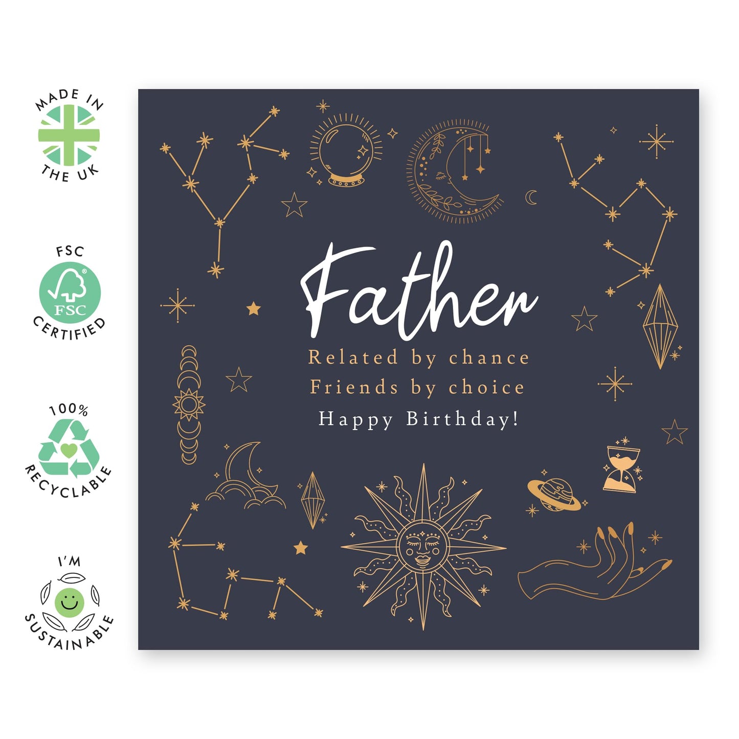 Birthday Greeting Card - 'FATHER, FRIENDS, CHOICE' - Perfect for Celebrating a Special Day with Love and Appreciation - Ideal for Super Dads Daddy's Fathers Pops - Comes With Stickers By Central 23