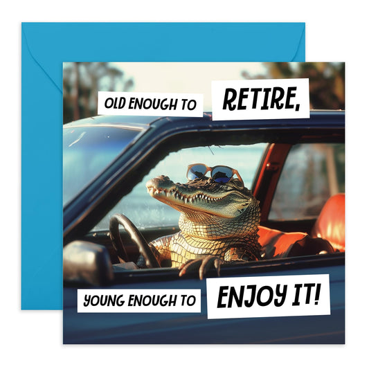 Happy Retirement Cards For Women Men - Old Enough To Retire, Young Enough To Enjoy It - Funny Retirement Cards For Mum Dad Grandad Nan Husband Wife - Comes With Fun Stickers By Central 23