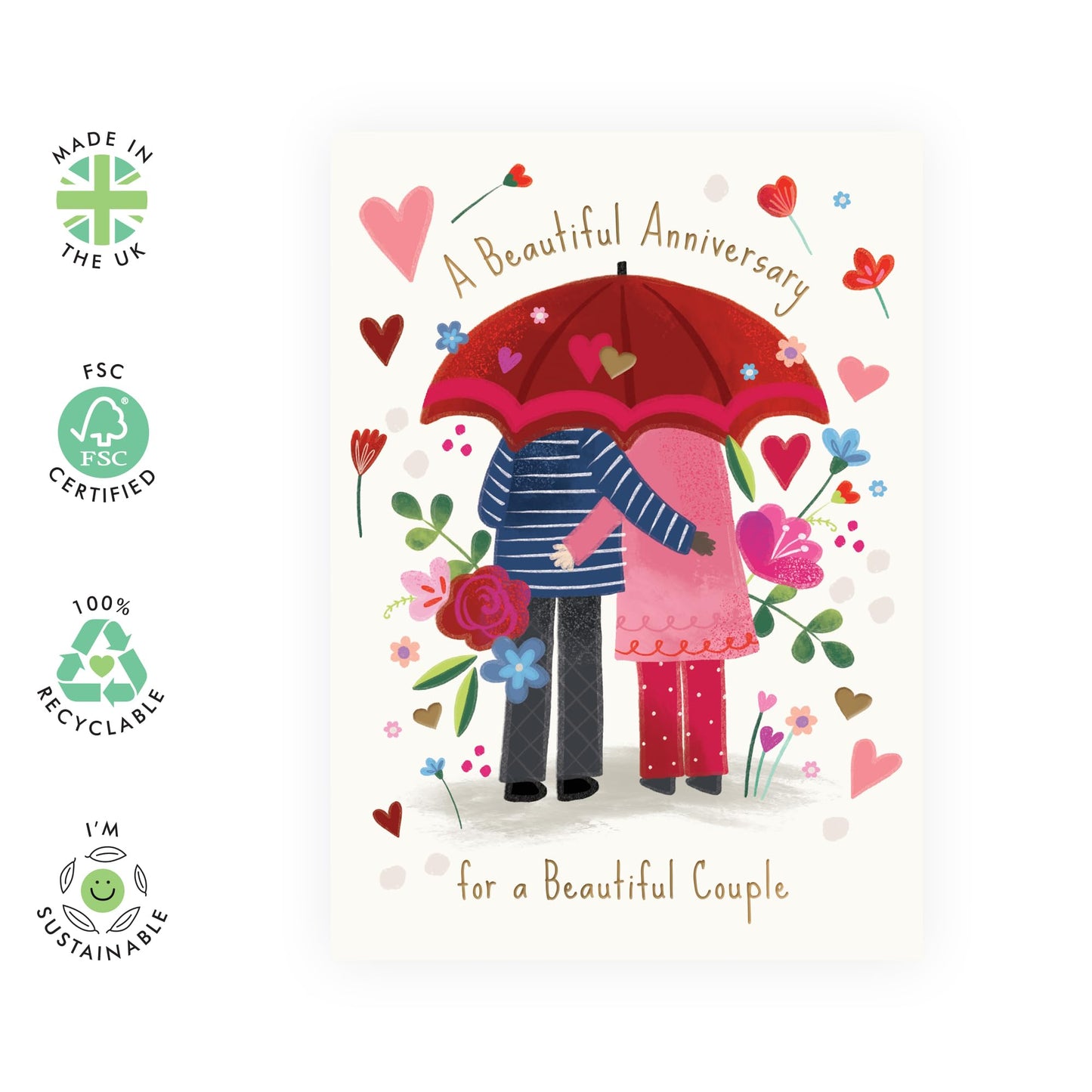 Anniversary Card for Couples – Romantic Greeting Card “A Beautiful Anniversary” - Love Gifts for Them, Friends, Mum, Dad, Parents, Colleagues, Brother, Sister - Remembering Their Day