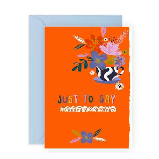 Thank You Card For Her - Just To Say Orange Bouquet - Sympathy Cards - Sorry For Your Loss - Get Well Soon Gifts For Men And Women - Floral - Comes With Fun Stickers - By Central 23